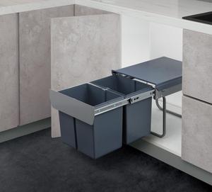 Kitchen Cabinet Pull Out Double Trash Can Basket Under Cabinet Hidden Built In Waste Bin