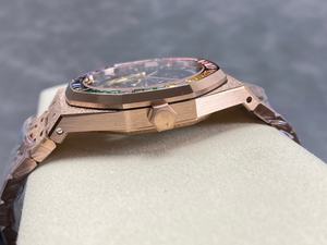 Reloj Mecánico de Buceo de Lujo, Super Calidad, Resistente al Agua, 41mm, Fábrica THB, Movimiento 3132, Color Rosa, 15412, Esqueleto con Diamantes - Product Image 5