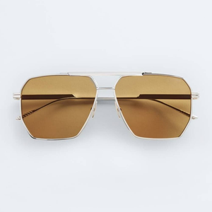 Gafas de Sol Unisex Bottega con Marco Metálico Rectangular Geométrico, Protección UV400 para Uso Diario, Estilo VenetaBV - Product Image 3