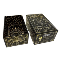 Cartes de tarot noires authentiques en papier avec bords dorés, jeux d'intérieur amusants et mystérieux, vente en gros