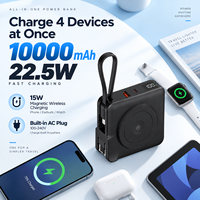 2026 Neu 10000mAh 22,5W Schnellladungs-Powerbank AC-Ladegerät Magnetisches Kabelloses Ladegerät 3-in-1 Tragbare Powerbank