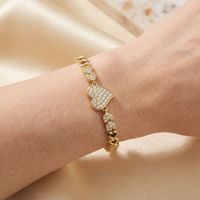 Bracelet à maillons en laiton plaqué or 18 carats avec zircon, serti clos, pour cadeau unisexe, service de fabrication de moules ajourés classiques