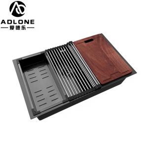 2026 Hotsell Handgemaakte Spoelbak ADLONE 201/304 RVS Zwart Geëmailleerd Grote Maat voor Keuken Gebruik Zonder Snijplank - Product Image 1