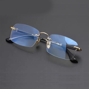 Nouvelles <span class=keywords><strong>lunettes</strong></span> de lecture rétro sans monture pour hommes, de style professionnel, haute définition, avec protection contre la lumière bleue et monture carrée - Product Image 3