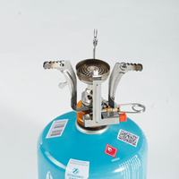 Petit réchaud à gaz intégré pour l'extérieur avec combustible au butane, ensemble portable pour pique-nique et camping avec déflecteur de vent, allumage manuel