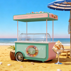 Chariot de service mobile en métal résistant à la rouille, de petite taille, en forme de hot-dog, pour la vente de crème glacée et de restauration rapide, avec machine à crème glacée molle. - Product Image 6