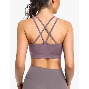 Sports Bras For Women Strappy Cross Back Medium Support <b>Padded</b> Workout Bra Breathable Quick Dry Yoga Fitness <b>Running</b> 3 Pack - Product Image 2