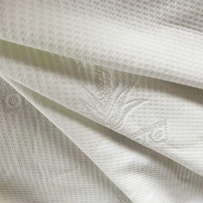 Tela Blanca de látex suave, tejido jacquard con diseño de Aloe vera, para colchón, funda de almohada