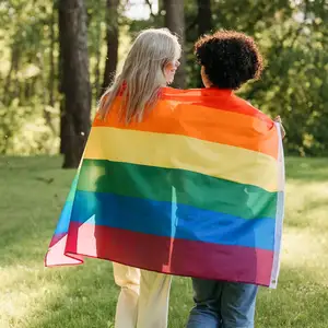 ที่กําหนดเองโพลีเอสเตอร์เกย์สายรุ้งรักlgbtqธง3x5ft LGBTQเกย์ภูมิใจธงสายรุ้งธงสวนสตริงbuntingธง