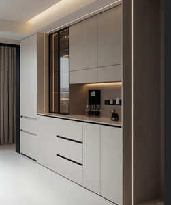 Mobile Bar Moderno in Legno Massello con Frigorifero Integrato, Credenza in Acciaio Inox, Arredamento per Soggiorno - Product Image 1