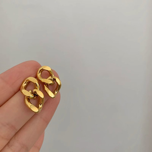 Orecchini a catena Cuba di design di alto senso, in acciaio al titanio 18K oro non sbiadiscono <span class=keywords><strong>gioielli</strong></span> - Product Image 1
