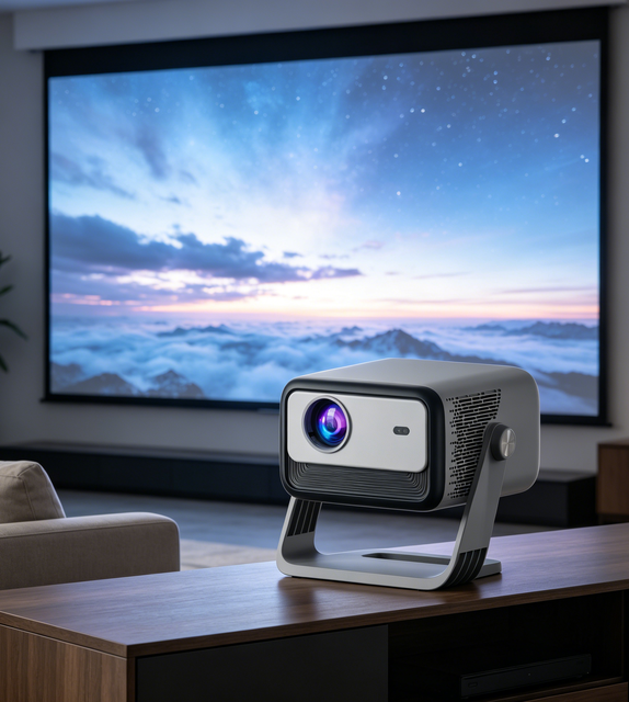Portable Smart Projector Android TV Native 1080P WiFi 6 Bluetooth Auto Focus Auto Keystone Home Cinema LED Projector