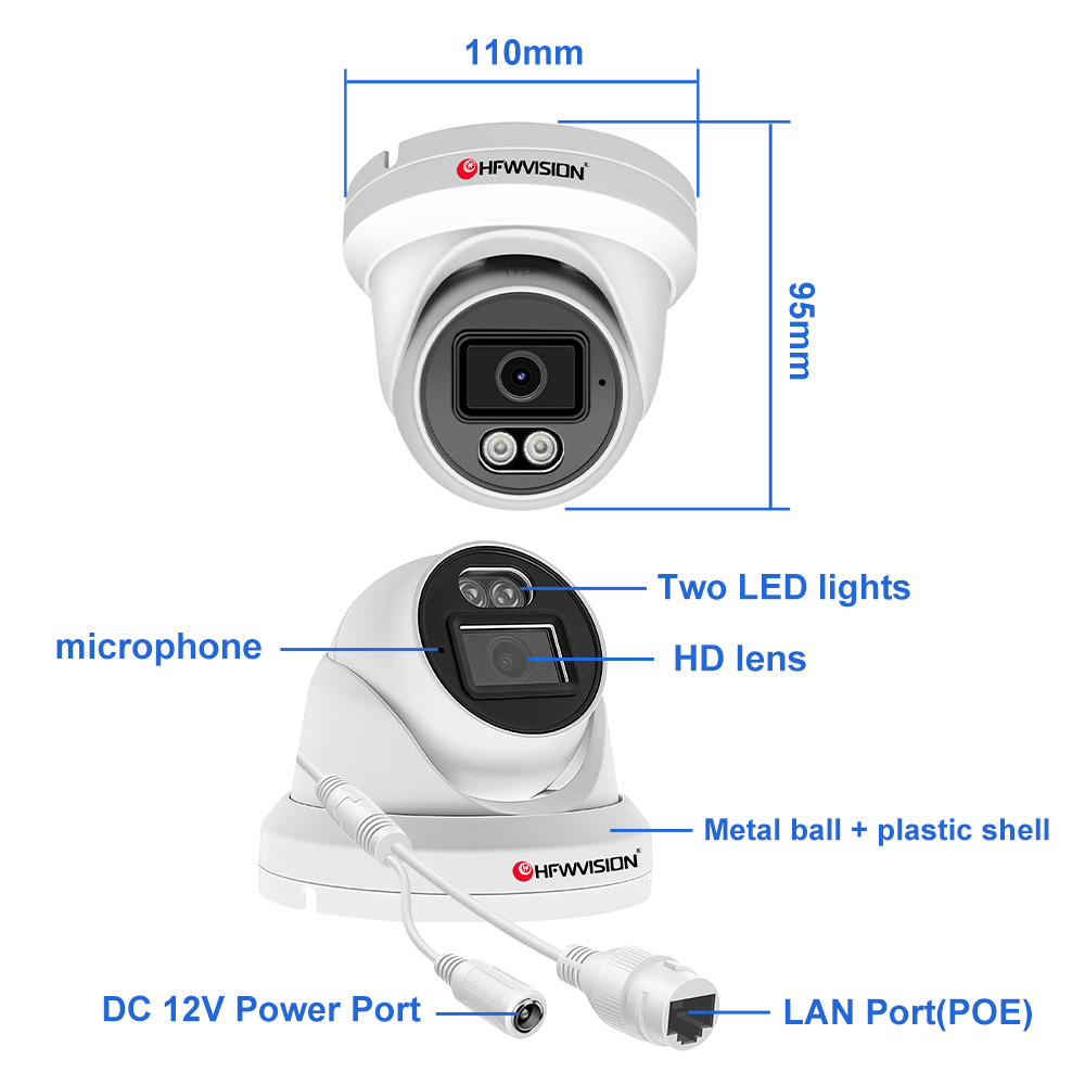 5MP 4K Security Camera System IP PoE Dome Camera with Human Detection POE NVR Night Vision Work with Smart Home 25fps Camera POE · image 6