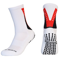 Chaussettes de football antidérapantes personnalisées en gros pour usine OEM, chaussettes de sport unisexe à grip, chaussettes de football antidérapantes