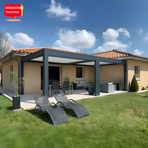 Pergola moderne en aluminium à lames orientables, <span class=keywords><strong>terrasse</strong></span> extérieure, pare-soleil imperméable, toit de patio avec éclairage LED - Product Image 5