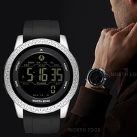 Montre numérique de luxe North Edge pour homme, étanche, sportive, chronomètre, affichage de la date, bracelet en silicone, 5 BAR, haute qualité, livraison directe