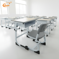Ensemble Chaise et Bureau d'Étudiant Réglables en Acier et Bois, Mobilier de Classe Personnalisé, Table d'Étude Robuste, Mobilier Scolaire Durable