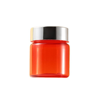 Bouteille en plastique PET rouge personnalisée de 30 ml (1 oz) pour capsules, petite bouteille à médicaments avec couvercles noirs à double ligne pour pilules et médicaments