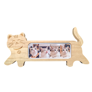 Cornice Portafoto in Legno a Forma di Gatto, Espositore per 4 Foto di Animali Domestici, Decorazione Commemorativa da Tavolo - Product Image 1