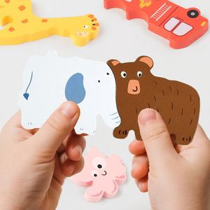 Bebek ve çocuklar 3D ahşap karikatür hayvan trafik yap-boz altında 50 parça eğitim DIY bilişsel geliştirme oyuncak - Product Image 5