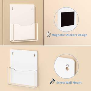 حامل مغناطيسي مثبت على الحائط من الأكريليك ، منظم بريد من عبتين ، مثبت على الحائط ، ملف معلق على الحائط من الأكريليك - Product Image 4