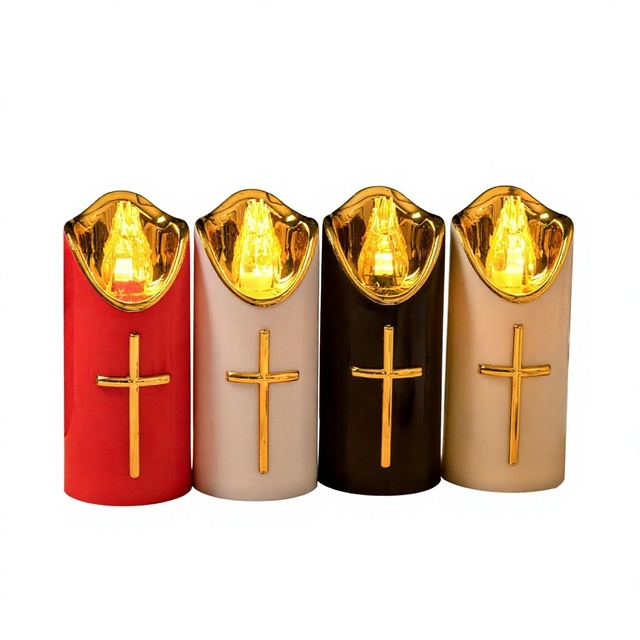 Foreign Trade European American Outdoor Cemetery Lamp Halloween Church Prayer Plastic AA-Battery-Powered LED Smokeless Cross