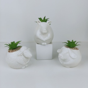 動物の形のセラミック多肉植物プランターポット多目的盆栽植物花瓶クリエイティブサボテンフラワーポット-ホームオフィスの庭の装飾 - Product Image 3