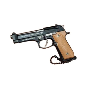 NUOVO 2024 Portachiavi Mini Pistola Blnieece Beretta 92F in Scala 1/3 in Lega Metallica con Stampa a Rotocalco Marrone/Arancione - Product Image 2