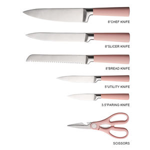 Household Cooking Cutlery <b>Set</b> Titanium Gold Coating Stainless Steel Kitchen <b>Knife</b> <b>Set</b> with Wood‑Spliced Acrylic <b>Knife</b> Block - Product Image 6