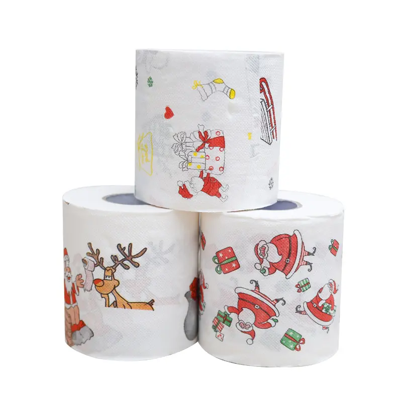 FY 2023 Santa Claus Reindeer Christmas Toilet Paper Christmas Decoration Table New Year Home Decoration