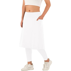 Herstellerprodukt: Luxuriöse Damen-Leggings mit Hoher Taille, 2-in-1, 9/10-Länge, mit Fünfteiligem Rock, Übergröße, für Fitness und Tennis, Dezenter Rock mit Tasche - Product Image 3