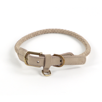 Collier réglable pour animaux de compagnie de luxe de qualité supérieure sangle de cou collier de chien en cuir de vache tressé véritable avec boucle en métal doré