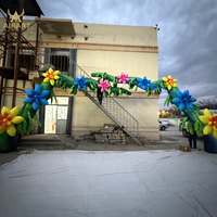 Arche de fleurs LED gonflable de 5 m de long pour fête en plein air, décoration de scène de festival de musique