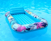 Lit flottant gonflable carré en PVC bleu durable MORRU pour fêtes au bord de la piscine et détente sur le lac