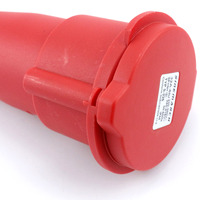 Câble d'extension de prise industrielle femelle CEE 5 broches 32A, étanche IP44, avec couvercle anti-poussière rouge