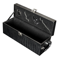Boîte à rabat Boîte cadeau avec poignée Cuir PU noir à motif crocodile Emballage pour boissons alcoolisées