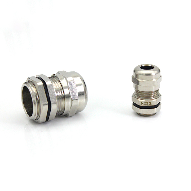 IP68 Waterproof Brass Nickel Plated Stainless Steel Low Voltage Cable Gland MG/PG/NPT/G Threads M12 Size ML CBW Model 3-6.5mm