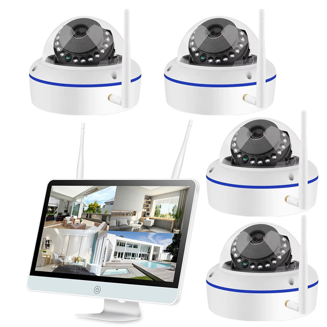 3MP 5MP WiFi IP Camera Kit with 15.6" Monitor CCTV System 4/8 Channels Dome Night Vision H.265 30m IR LED