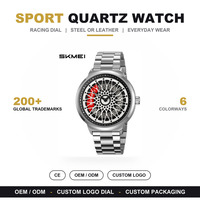 SKMEI 2356 Montre Homme Étanche à Cadran Rotatif en Silicone et Acier, Design Jante de Voiture, Quartz, Vente en Gros, Personnalisable, Relojes