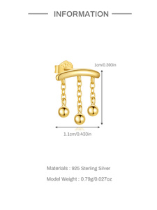 Pendientes de Cadena de Plata S925 con Colgante de Bola para Mujer, Diseño Versátil y de Lujo Ligero, Novedad en Oferta, Joyería para la Oreja - Product Image 6