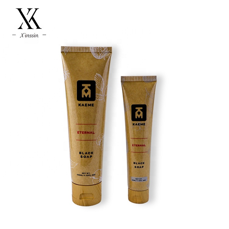 Customized 60ml Eco-friendly Sustainable Cosmetic Kraft Paper Tube Wood Grain Flip Top Facial Cleanser Cream Packaging Tube