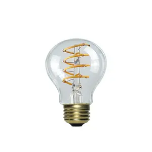 LED 필라멘트 램프 레트로 LED 나선형 필라멘트 전구 A19 4W 따뜻한 흰색 E14 E27 홈 조명을위한 빈티지 에디슨 램프