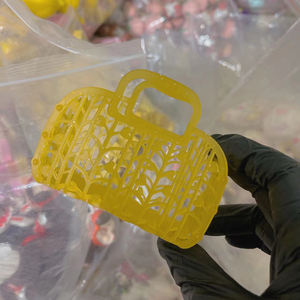 Retro Foldable Plastic Holiday Gift Packaging Purse Mini Jelly Tots Easter Plastic Mini Glitter Jelly Tote Bags Baskets