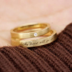 Ensemble de bagues réglables en argent sterling 925 avec zircon plaqué rhodium ou or "My Heart Will Go on" pour couple - Product Image 2
