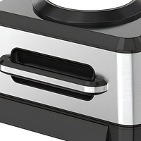 Friteuse à air moderne 6.1-8.0L avec double chauffage (haut et bas), contrôle numérique, fenêtre de visualisation, écran LCD, en plastique, pour usage domestique et hôtelier