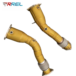 Collecteur d'échappement à haut débit avec catalyseur 200 cellules, tuyau d'échappement isolé thermiquement pour <span class=keywords><strong>Porsche</strong></span> <span class=keywords><strong>Cayenne</strong></span> 957 <span class=keywords><strong>Turbo</strong></span> 4.8T <span class=keywords><strong>V8</strong></span> 2006-2010 - Product Image 5