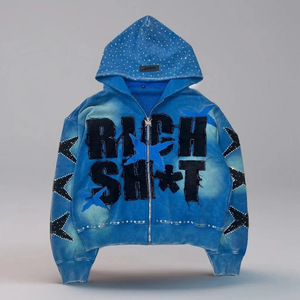 New Streetwear <b>Hoodie</b> Zip Hoody Custom Print logo Digital Cotton <b>Men</b> <b>Hoodie</b> Zipper-up Heavyweight Fleece Full Zip up H - Product Image 5