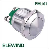ELEWIND 19mm Étanche en acier inoxydable Tête bombée IP65 ROHS Conforme aux interrupteurs à bouton-poussoir (PM191B-10/S19mm)