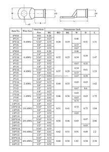 Bornes de câble de batterie à anneau en <span class=keywords><strong>O</strong></span> 2 4 6 8 1/0 2/0 4/0 AWG, bornes à sertir/soudure en cuivre nu, blocs de bornes de produit - Product Image 5