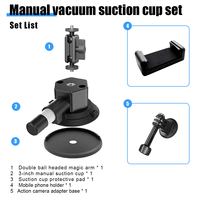 Kit complet d'accessoires pour support à ventouse, bras magique réglable à 360°, pince pour téléphone, pour la prise de vue automobile, DSLR et caméra d'action